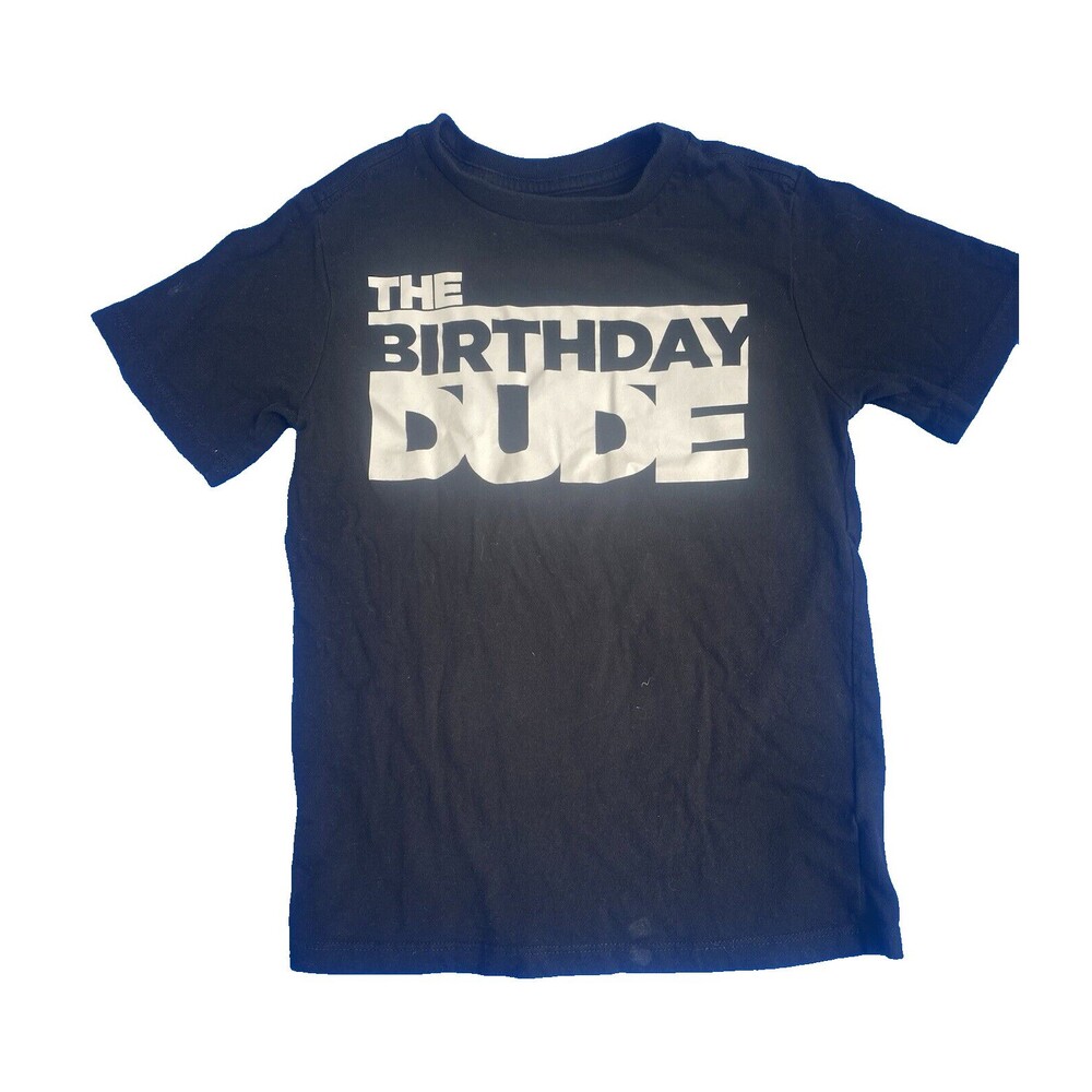 The Children's Place  Boys Birthday Dude Graphic Tee Black Pre-Owned Small 5/6 T